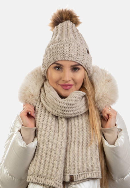 Komplet zimowy damski czapka i szalik SCJ SET-23508-004