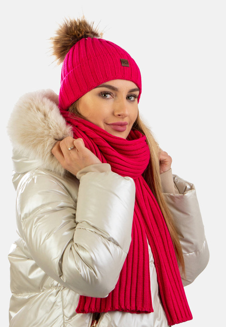 Komplet zimowy damski czapka i szalik SCJ SET-23527-050